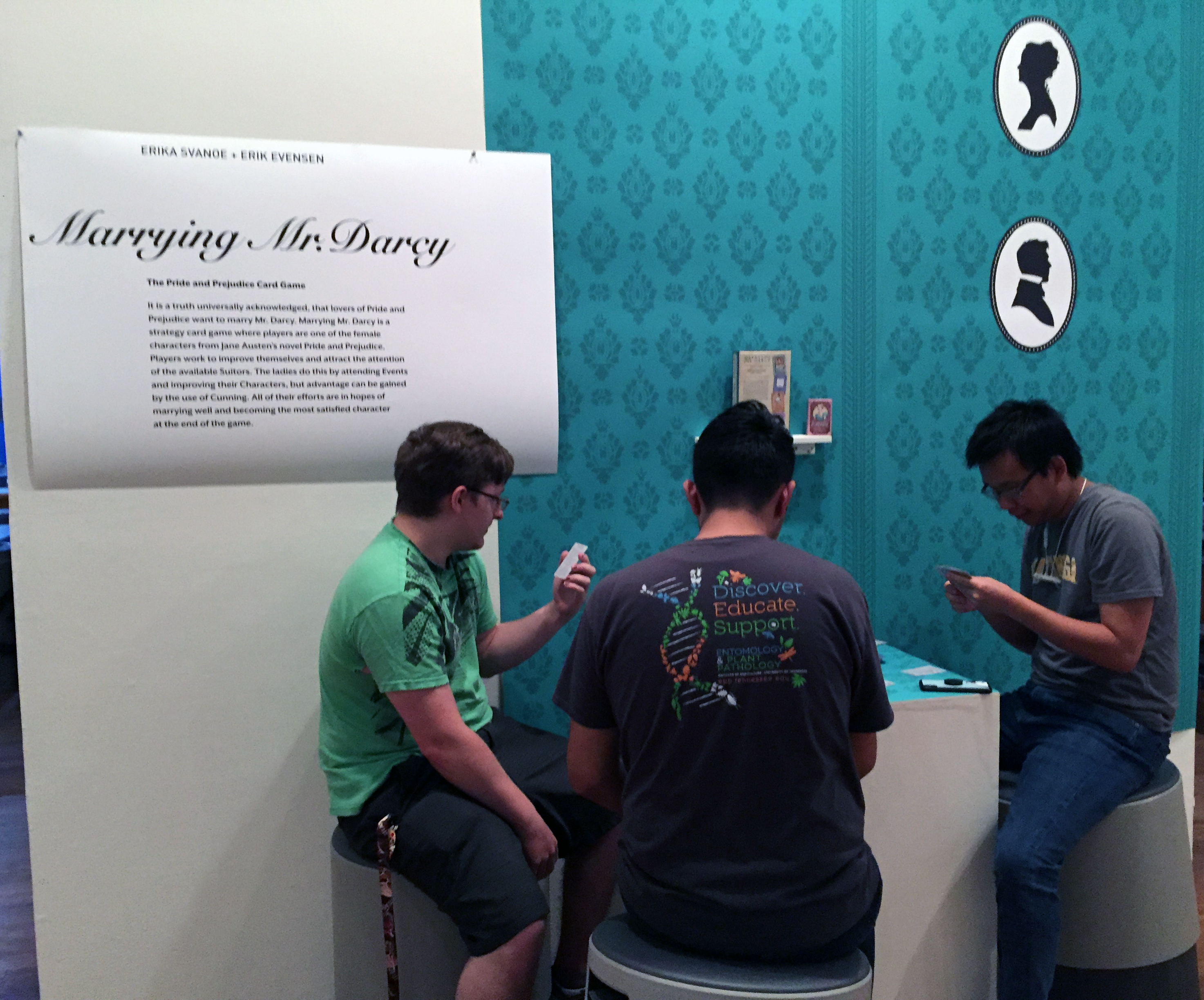 At the exhibt at the University of Tennessee-Knoxville, visitors are able to experience the card game by playing it.