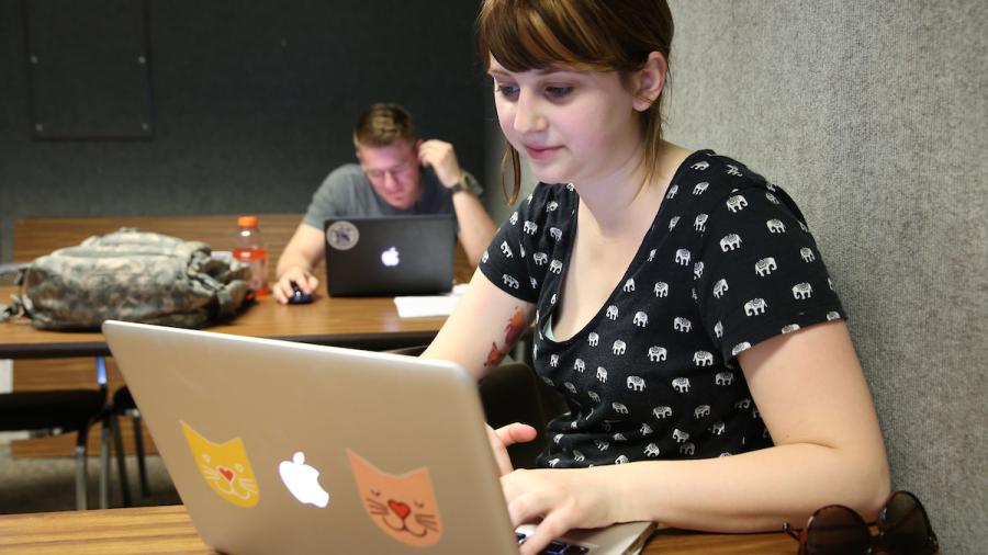 UW-Stout students at their computers.