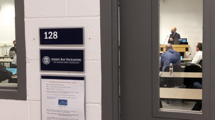 The new Green Bay Packaging/George Kress Foundation classroom at UW-Stout, in the Applied Arts Building, was dedicated recently thanks to a $180,000 from the Foundation.