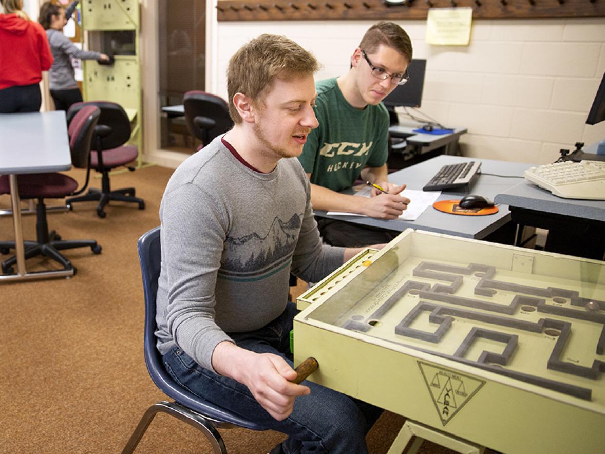 UW-Stout graduate students in rehabilitation counseling, learn how to record behavioral observations. The program has been ranked fourth best in the nation by U.S. News & World Report. / UW-Stout photo by Chris Cooper