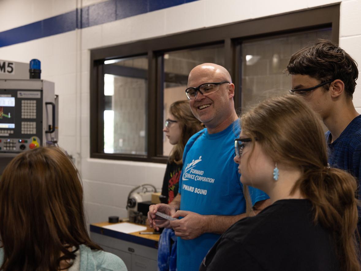 Students in the Upward Bound program visit a UW-Stout lab.