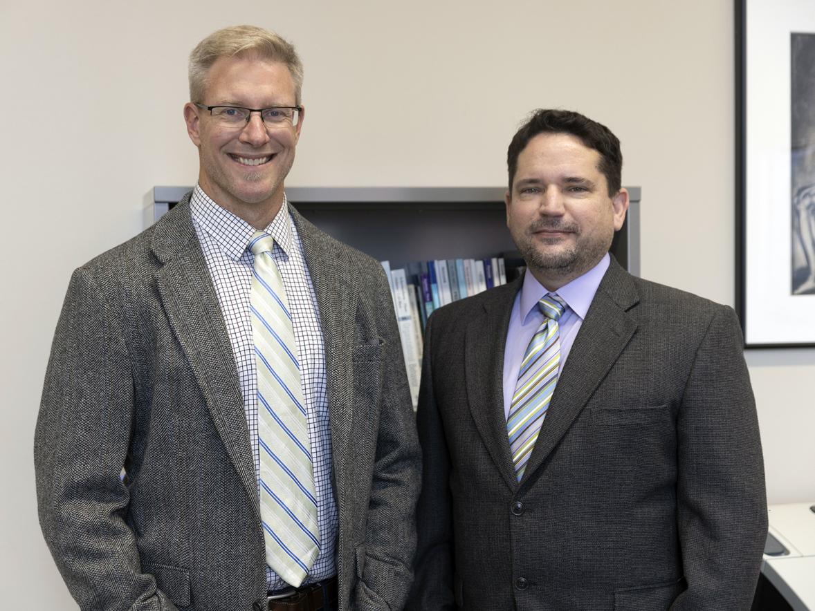 UW-Stout professors Nels Paulson, left, and Jeffrey Sweat have collaborated on sociology research to support Mayo Clinic’s Advanced Care at Home program.