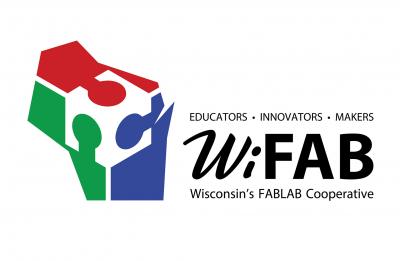 WiFAB logo with red, green and blue design of Wisconsin.